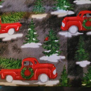 Christmas Pickup Trunks Fabric 15" x 21" Scrap Remnant